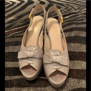 Prada Grey Bow Heels